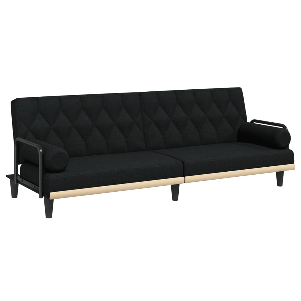 Divano Letto con Braccioli Nero in Tessuto | homemem39