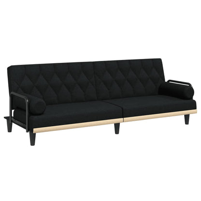 Divano Letto con Braccioli Nero in Tessuto | homemem39