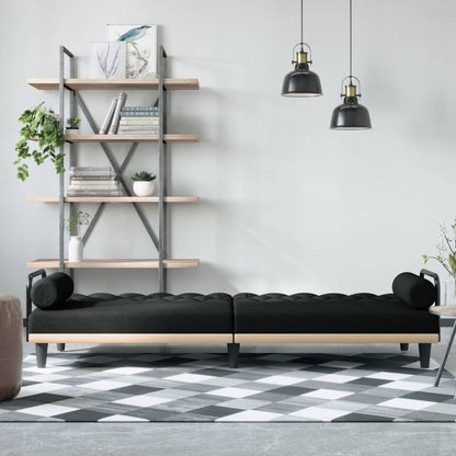 Divano Letto con Braccioli Nero in Tessuto | homemem39