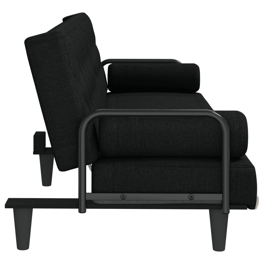 Divano Letto con Braccioli Nero in Tessuto | homemem39