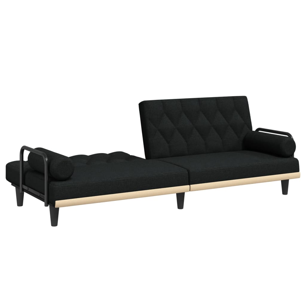 Divano Letto con Braccioli Nero in Tessuto | homemem39