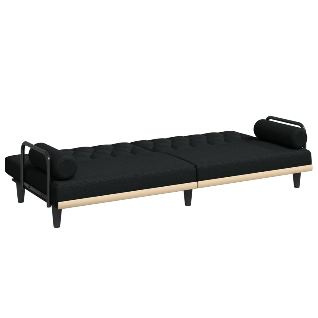 Divano Letto con Braccioli Nero in Tessuto | homemem39