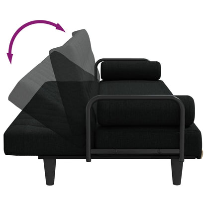 Divano Letto con Braccioli Nero in Tessuto | homemem39