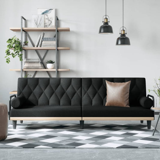Divano Letto con Braccioli Nero in Tessuto | homemem39