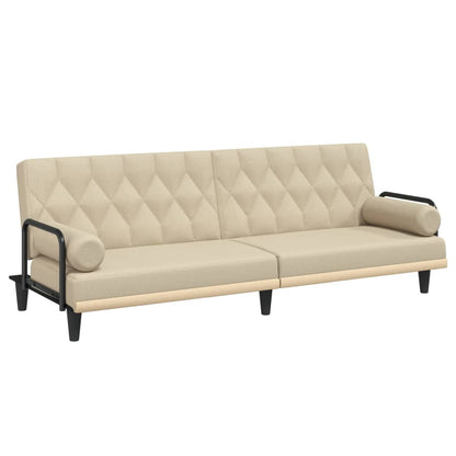 Divano Letto con Braccioli Crema in Tessuto | homemem39