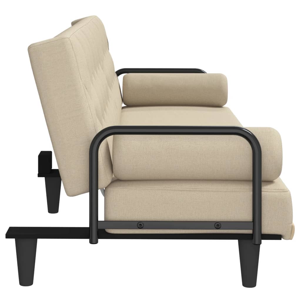 Divano Letto con Braccioli Crema in Tessuto | homemem39