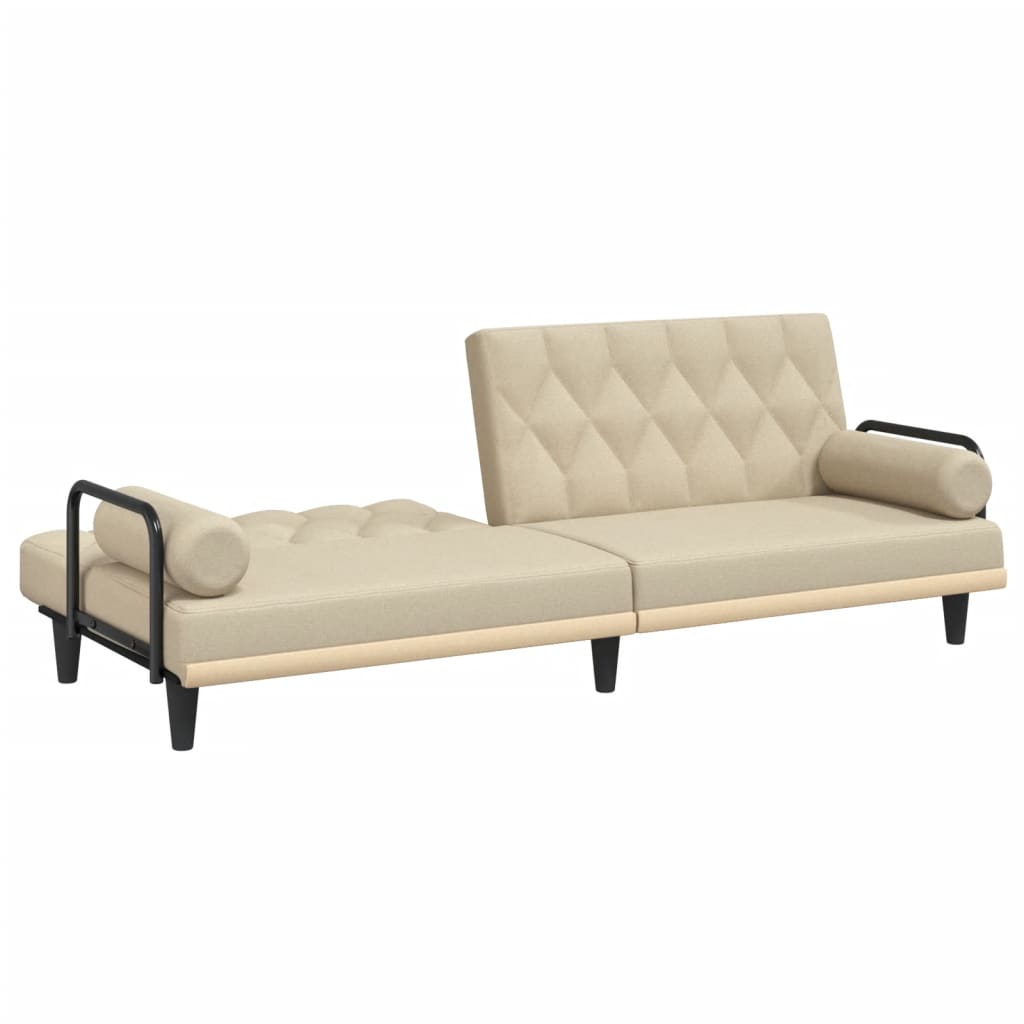 Divano Letto con Braccioli Crema in Tessuto | homemem39