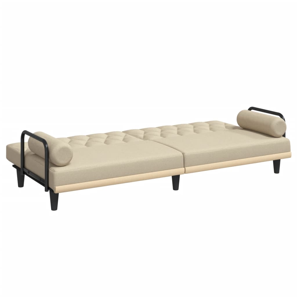 Divano Letto con Braccioli Crema in Tessuto | homemem39