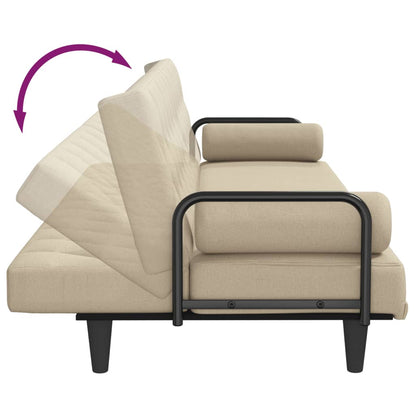 Divano Letto con Braccioli Crema in Tessuto | homemem39
