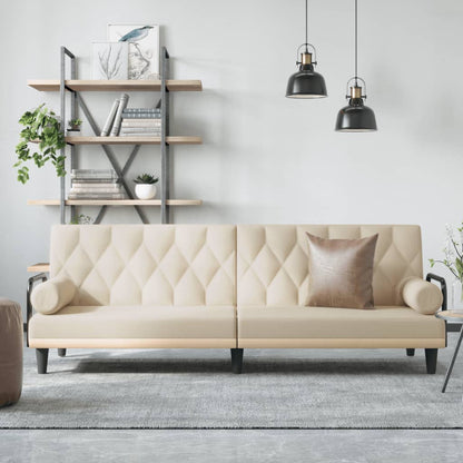 Divano Letto con Braccioli Crema in Tessuto | homemem39