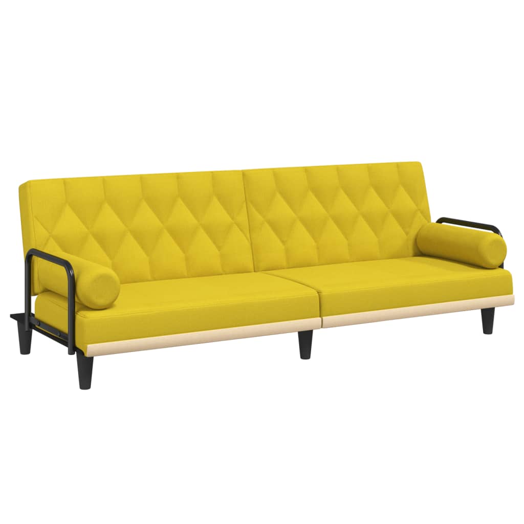 Divano Letto con Braccioli Giallo Chiaro in Tessuto | homemem39