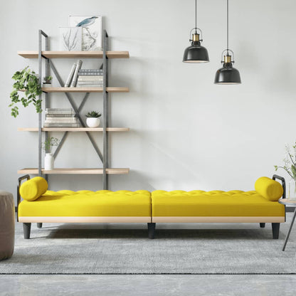 Divano Letto con Braccioli Giallo Chiaro in Tessuto | homemem39