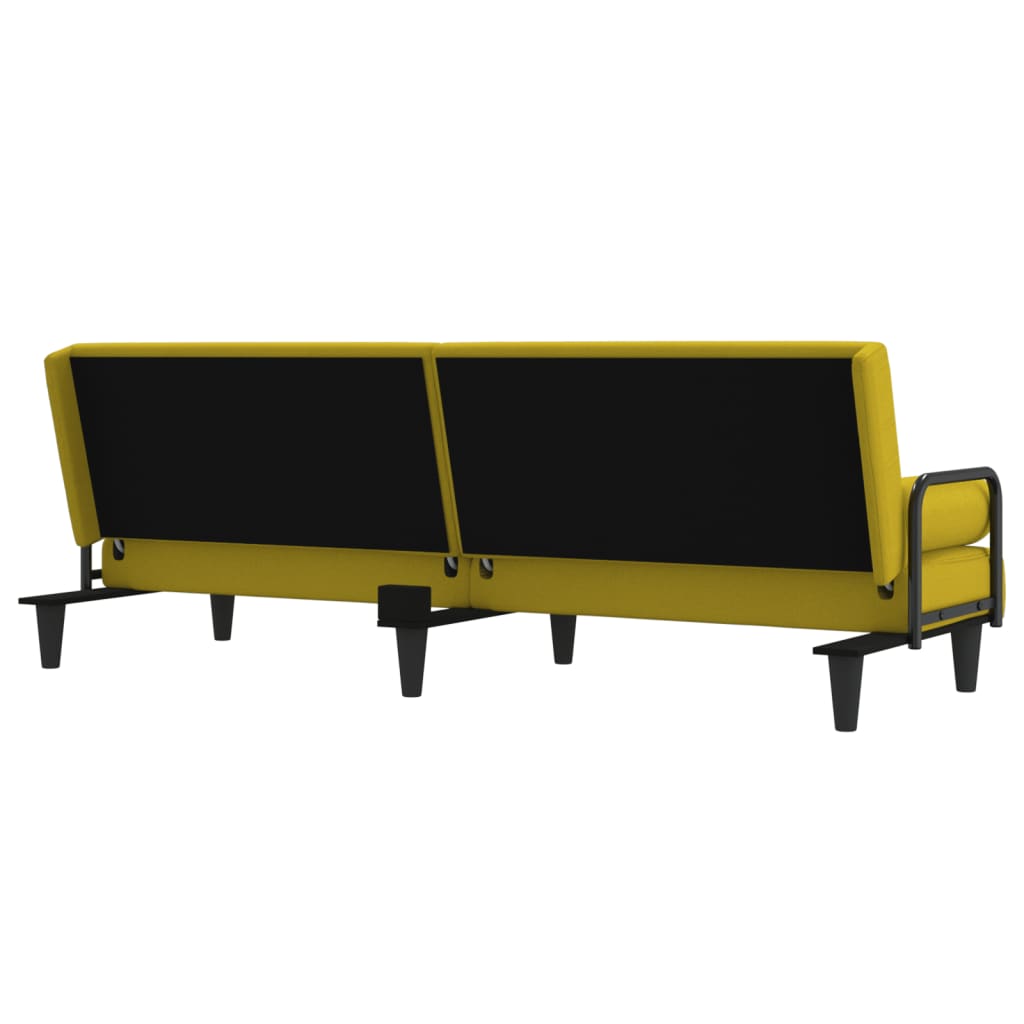 Divano Letto con Braccioli Giallo Chiaro in Tessuto | homemem39