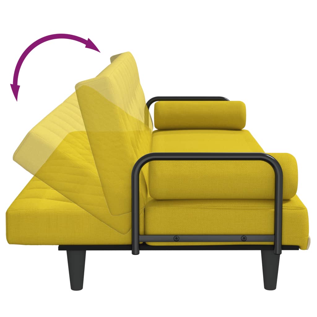 Divano Letto con Braccioli Giallo Chiaro in Tessuto | homemem39