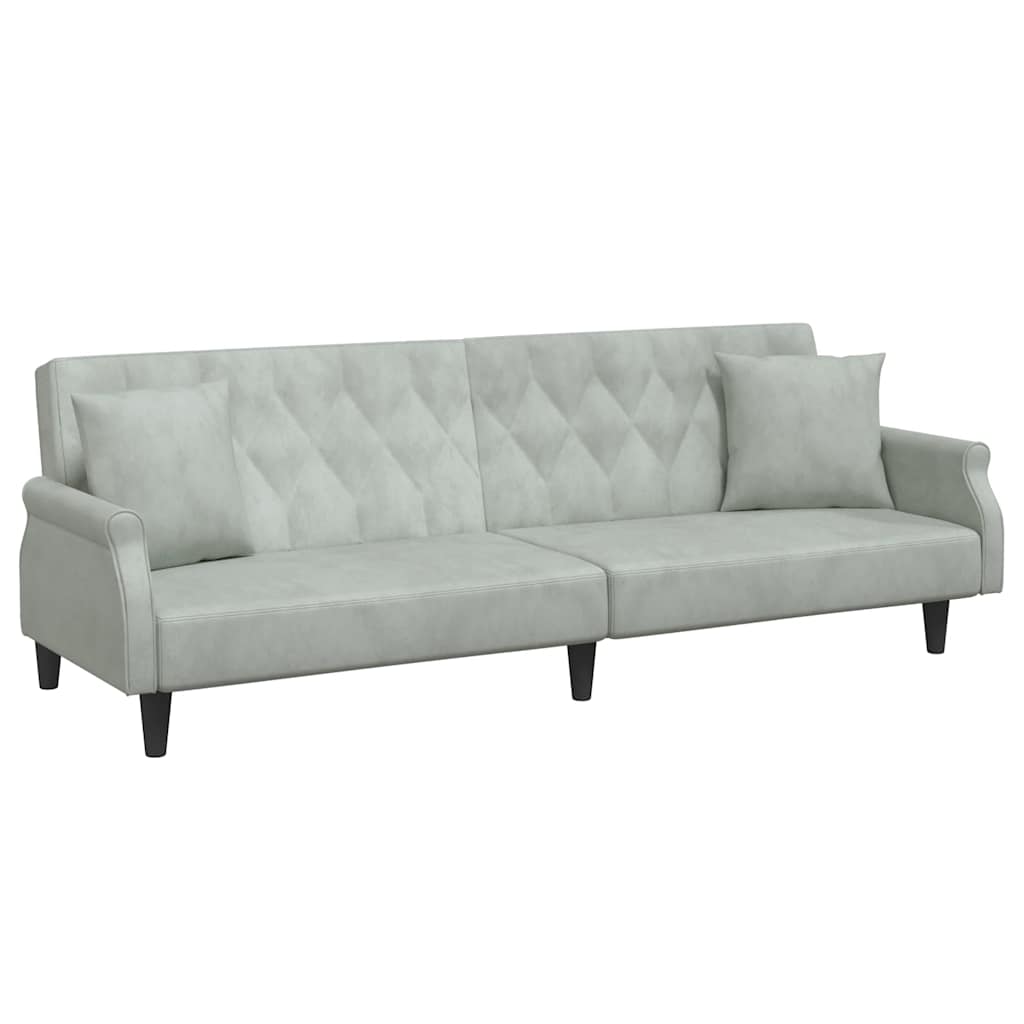 Divano Letto con Braccioli Grigio Chiaro in Velluto | homemem39