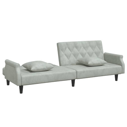 Divano Letto con Braccioli Grigio Chiaro in Velluto | homemem39