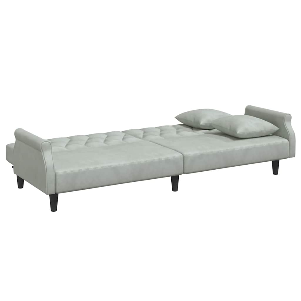 Divano Letto con Braccioli Grigio Chiaro in Velluto | homemem39