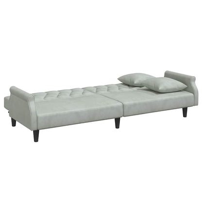 Divano Letto con Braccioli Grigio Chiaro in Velluto | homemem39
