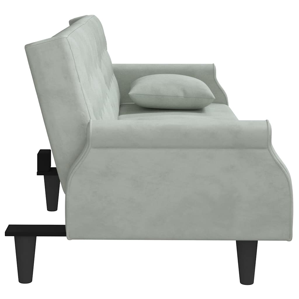 Divano Letto con Braccioli Grigio Chiaro in Velluto | homemem39