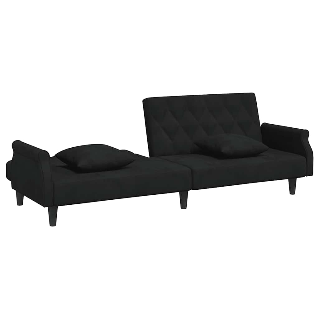 Divano Letto con Braccioli Nero in Velluto - homemem39