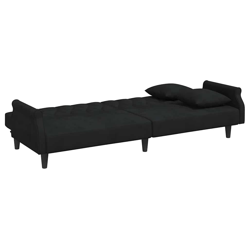 Divano Letto con Braccioli Nero in Velluto - homemem39