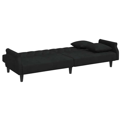 Divano Letto con Braccioli Nero in Velluto - homemem39