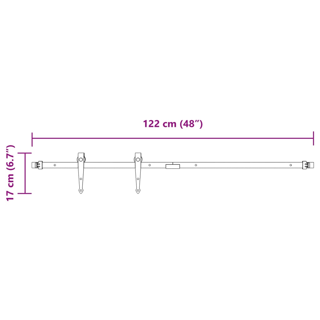 Kit Mini Anta Scorrevole Armadio in Acciaio al Carbonio 122 cm | homemem39