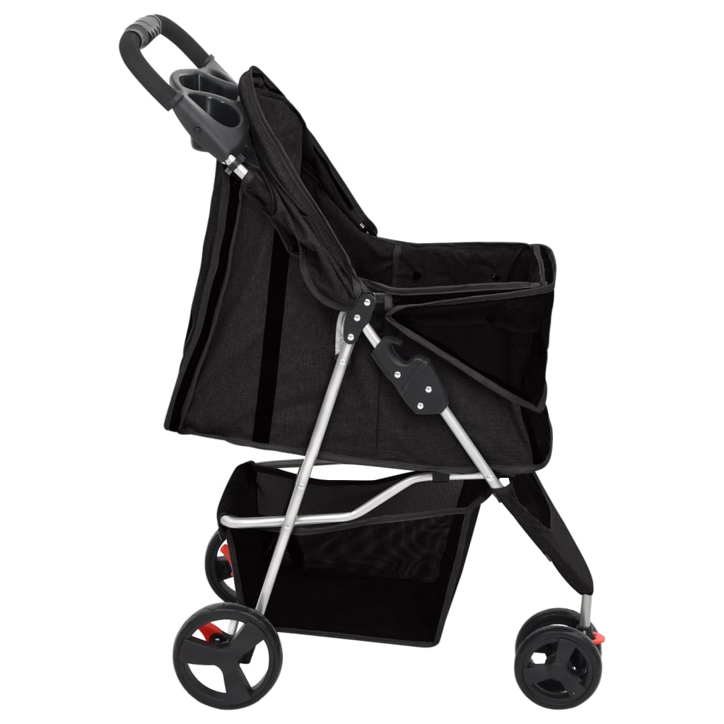 Passeggino per Cani Pieghevole Nero 80x46x98cm Tessuto Oxford | homemem39