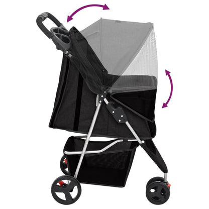 Passeggino per Cani Pieghevole Nero 80x46x98cm Tessuto Oxford - homemem39