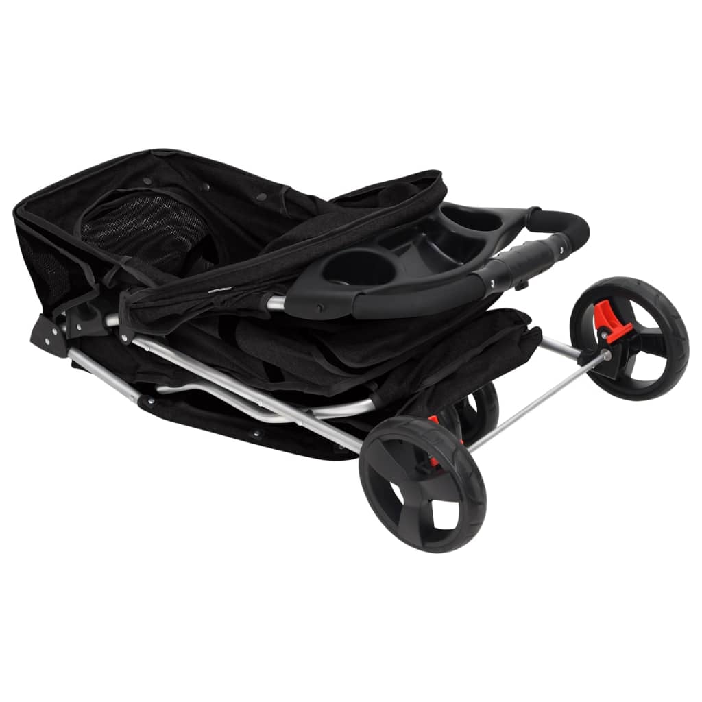Passeggino per Cani Pieghevole Nero 80x46x98cm Tessuto Oxford - homemem39