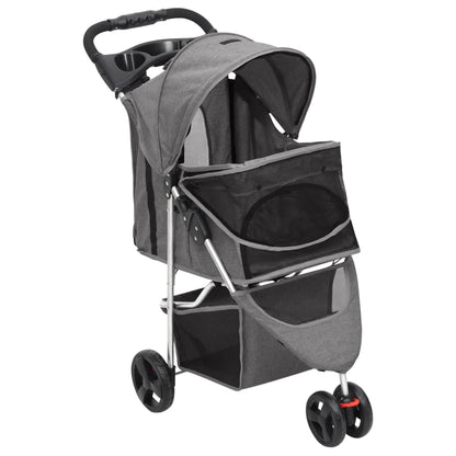 Passeggino per Cani Pieghevole Grigio 80x46x98cm Tessuto Oxford - homemem39
