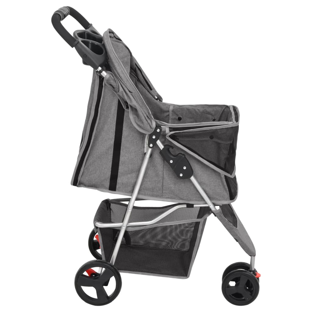 Passeggino per Cani Pieghevole Grigio 80x46x98cm Tessuto Oxford - homemem39