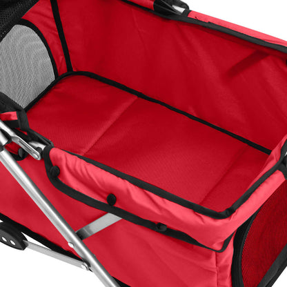 Passeggino per Cani Pieghevole Rosso 76x50x100cm Tessuto Oxford - homemem39