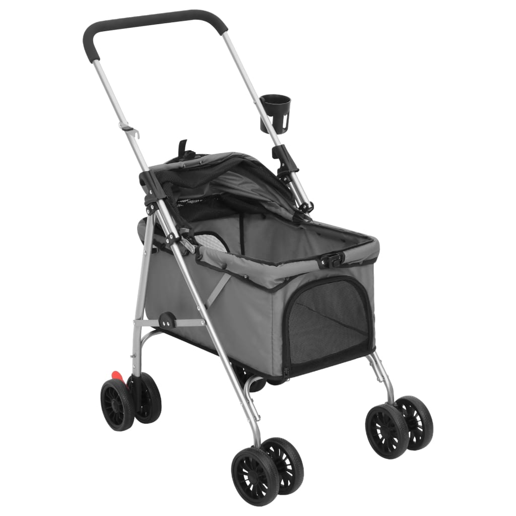 Passeggino Cani Pieghevole Grigio 76x50x100cm Tessuto Oxford - homemem39
