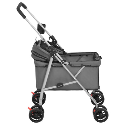 Passeggino Cani Pieghevole Grigio 76x50x100cm Tessuto Oxford - homemem39