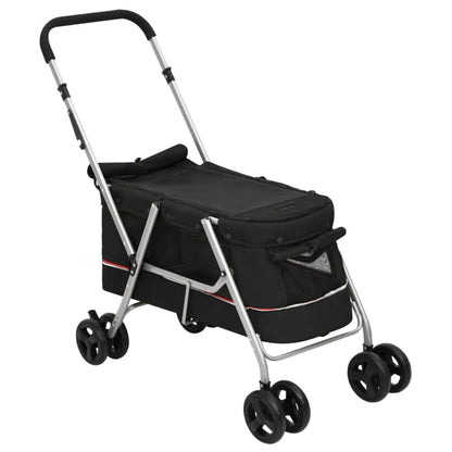 Passeggino per Cani Pieghevole Nero 100x49x96cm Tessuto di Lino - homemem39
