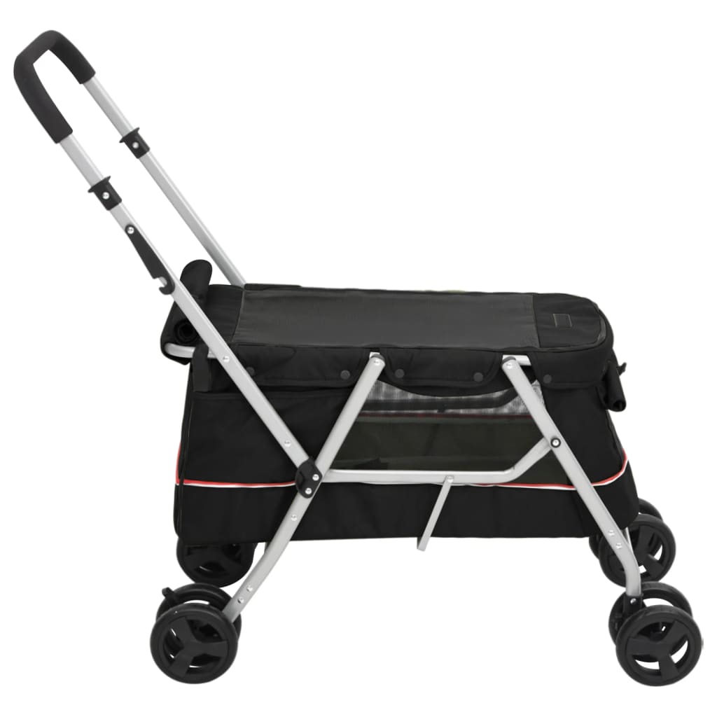 Passeggino per Cani Pieghevole Nero 100x49x96cm Tessuto di Lino - homemem39
