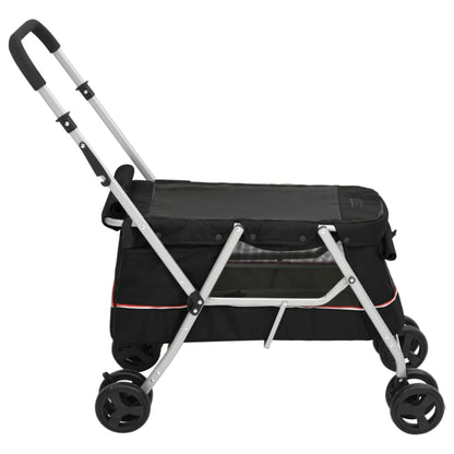 Passeggino per Cani Pieghevole Nero 100x49x96cm Tessuto di Lino - homemem39