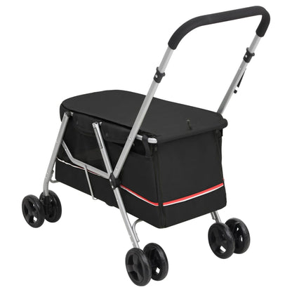 Passeggino per Cani Pieghevole Nero 100x49x96cm Tessuto di Lino - homemem39