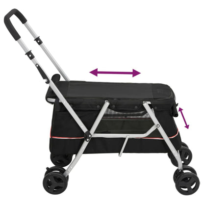 Passeggino per Cani Pieghevole Nero 100x49x96cm Tessuto di Lino - homemem39