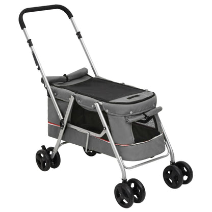 Passeggino Cani Pieghevole Grigio 100x49x96cm Tessuto di Lino - homemem39
