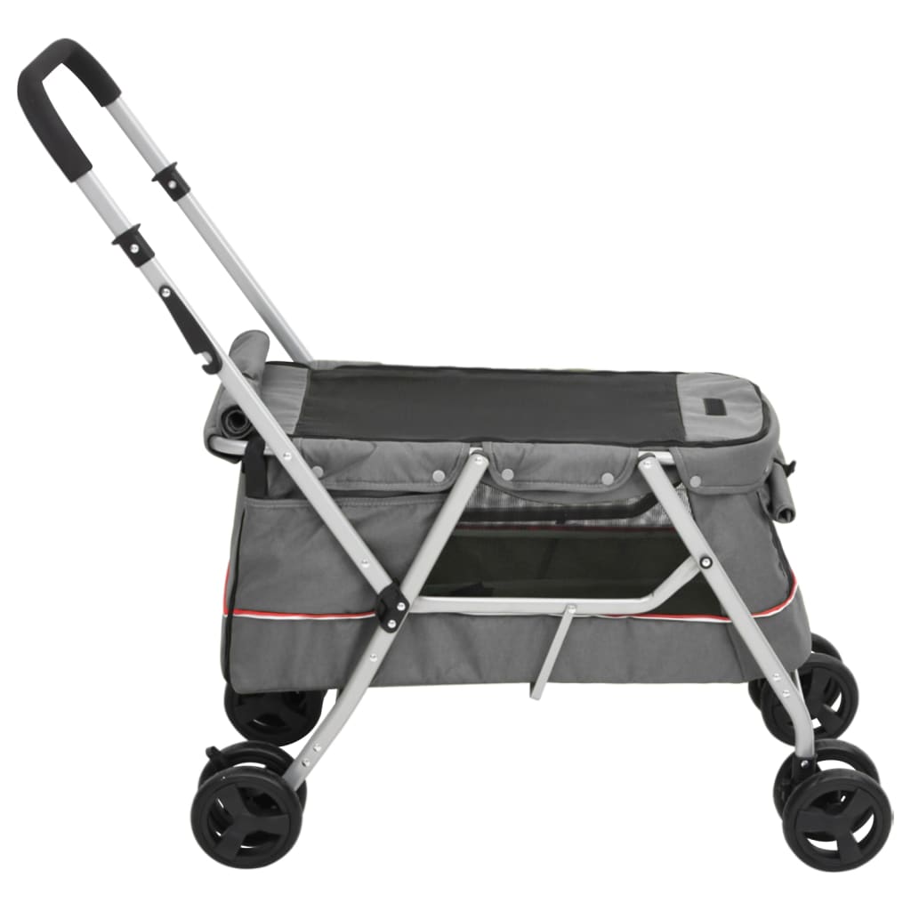 Passeggino Cani Pieghevole Grigio 100x49x96cm Tessuto di Lino - homemem39
