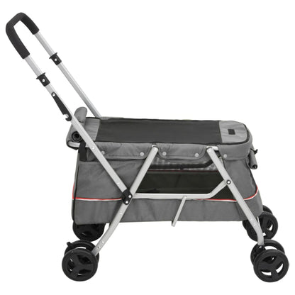 Passeggino Cani Pieghevole Grigio 100x49x96cm Tessuto di Lino - homemem39