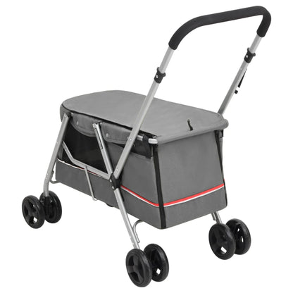Passeggino Cani Pieghevole Grigio 100x49x96cm Tessuto di Lino - homemem39