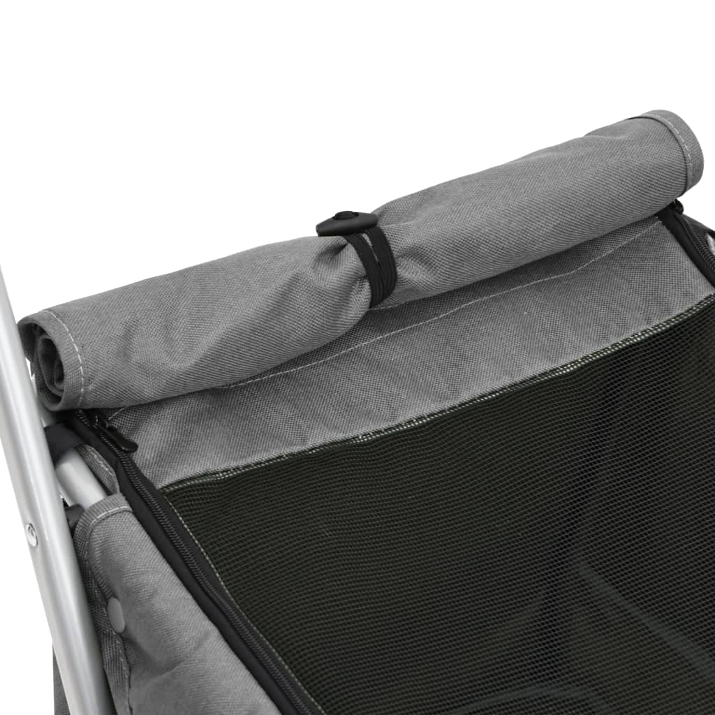 Passeggino Cani Pieghevole Grigio 100x49x96cm Tessuto di Lino - homemem39
