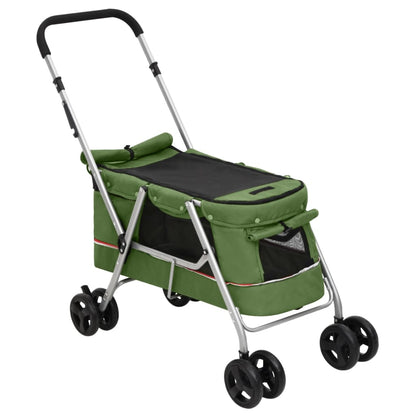 Passeggino Cani Pieghevole Verde 100x49x96cm Tessuto di Lino - homemem39