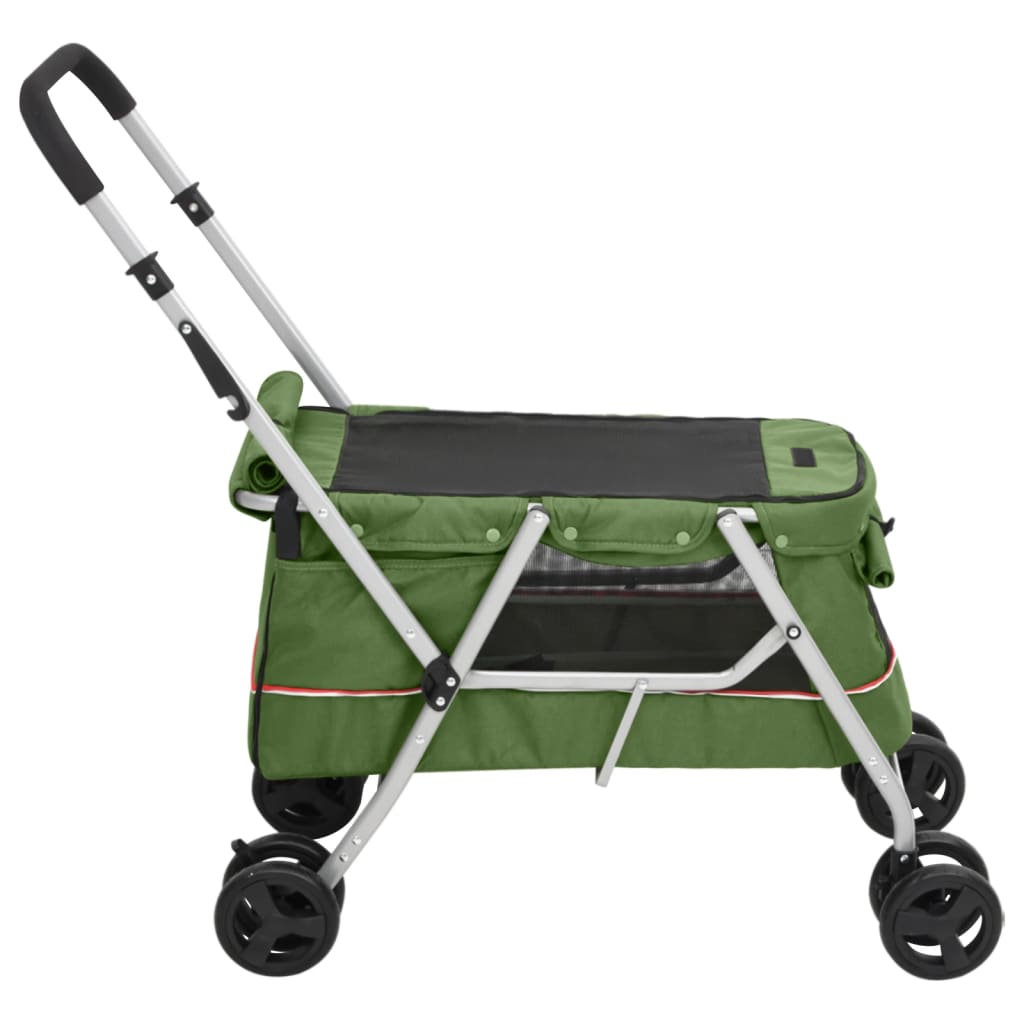 Passeggino Cani Pieghevole Verde 100x49x96cm Tessuto di Lino - homemem39