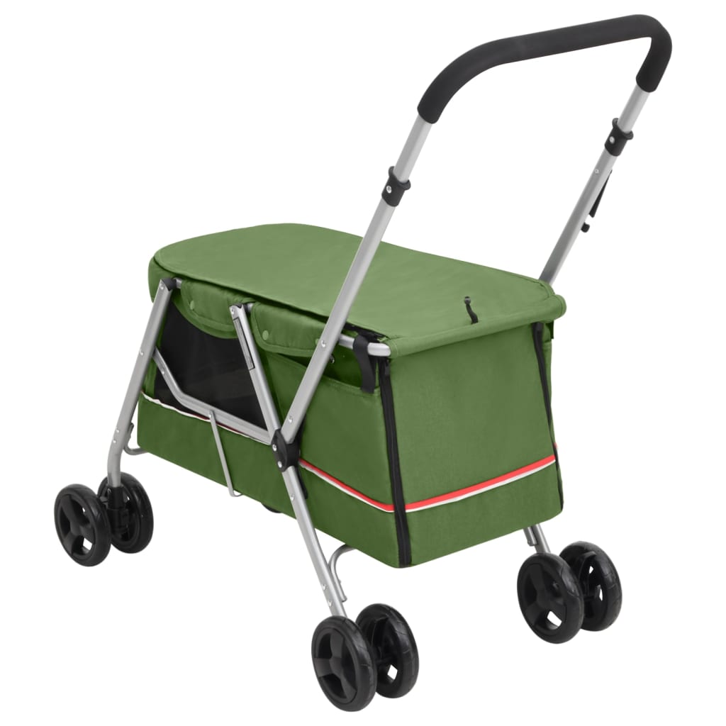 Passeggino Cani Pieghevole Verde 100x49x96cm Tessuto di Lino - homemem39