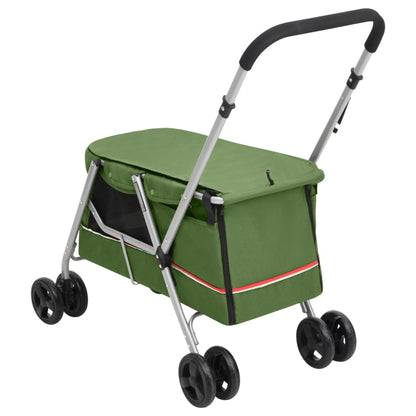Passeggino Cani Pieghevole Verde 100x49x96cm Tessuto di Lino - homemem39