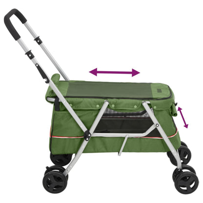 Passeggino Cani Pieghevole Verde 100x49x96cm Tessuto di Lino - homemem39
